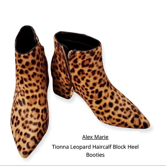 SOLD! Alex Marie Tionna Leopard Haircalf Block Heel Booties NWT - Picture 6 of 13
